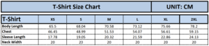 Tshirt size chart