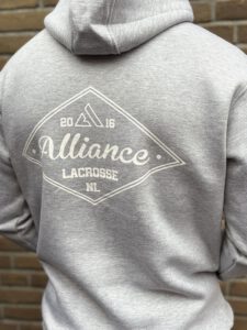 grey hoodie back close