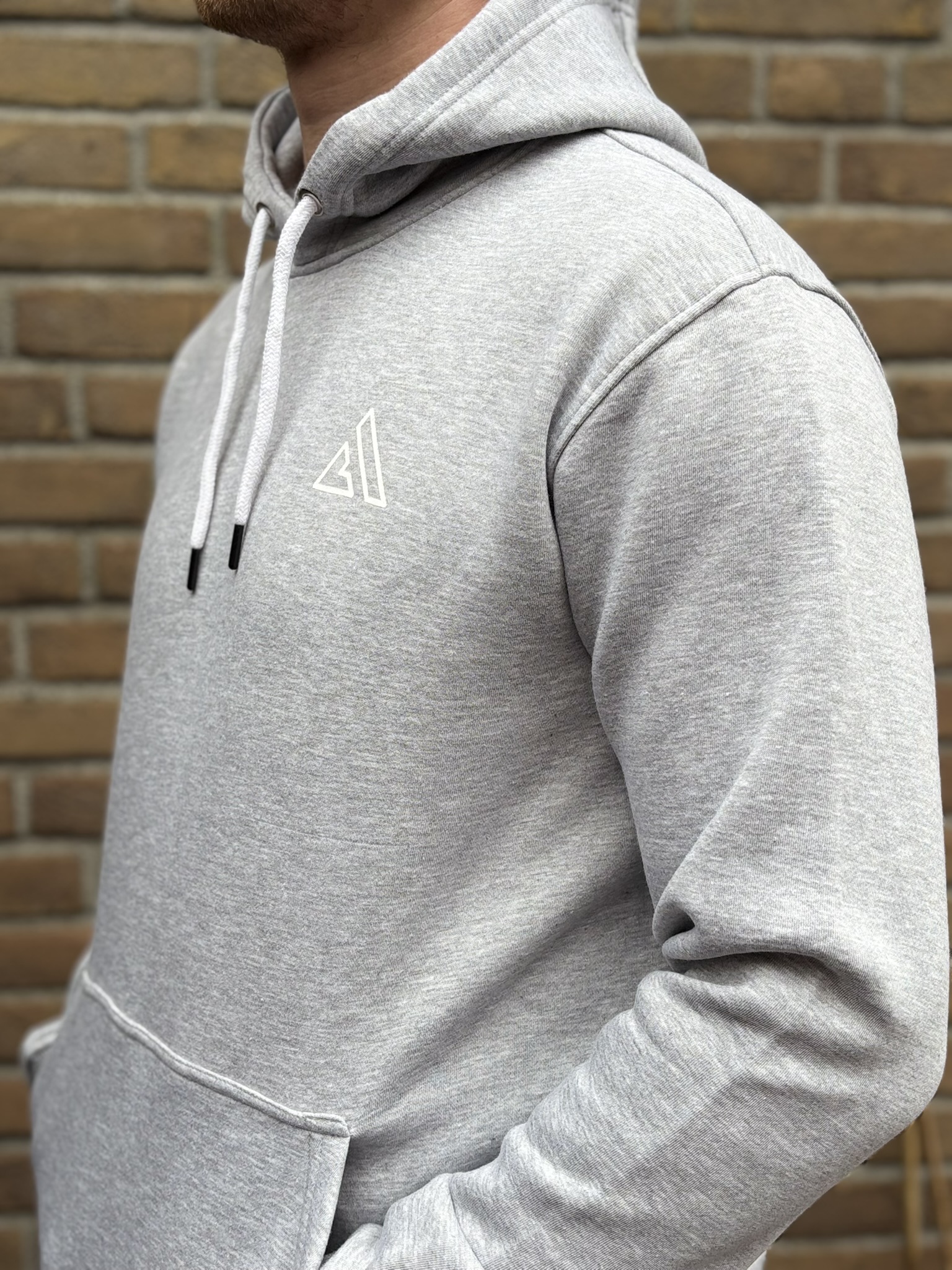 grey hoodie side close