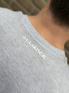 grey tee back close
